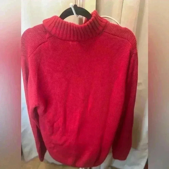 Vintage Chaps by Ralph Lauren red sweater 1/4 zip Red Holiday size large - Picture 3 of 6